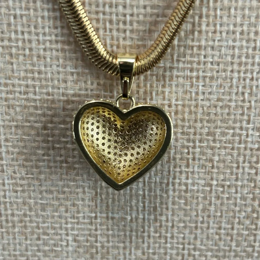 NWOT-18K Gold Filled Snake Chain Necklace w/ Puffy Heart Pendant | AAA CZ | 18”